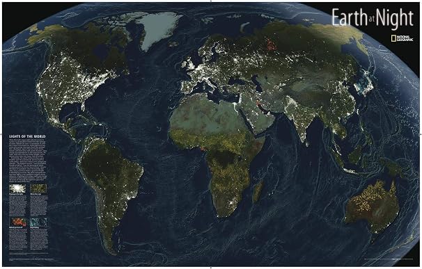 National Geographic Earth at Night Wall Map (35 x 22.25 in) (National Geographic Reference Map)