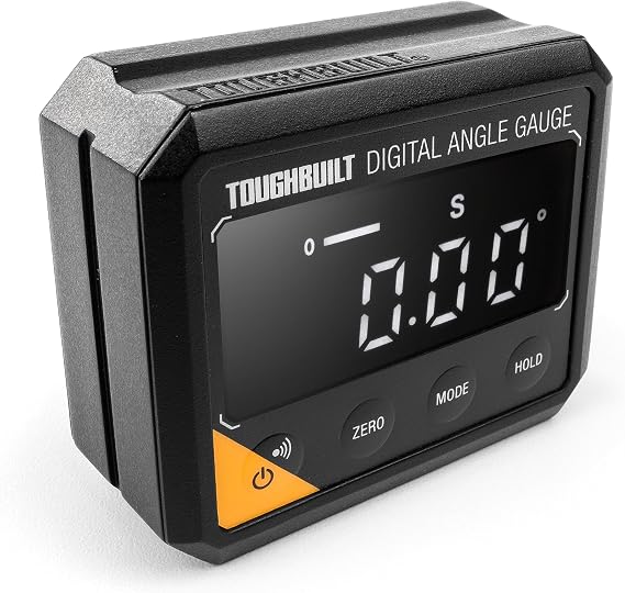 ToughBuilt - Precise Digital Electronic Angle Gauge Level w/Magnetic Base, High Contrast Display for All Environments, Measuring Tool for Carpentry, Building, Automobile, Masonry - (TB-H2-65AF-MD)
