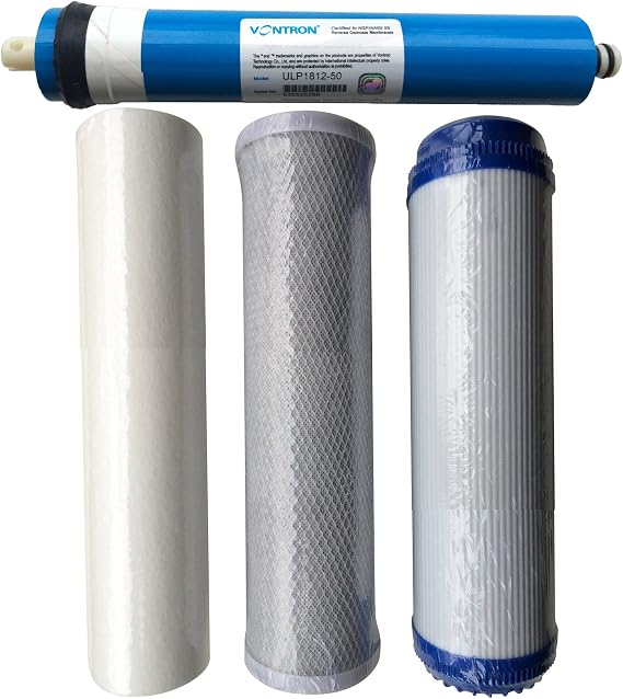 Reverse Osmosis RO Unit Complete Replacement Pre Filters Including Membrane (4 Filters) (100gpd Membrane)