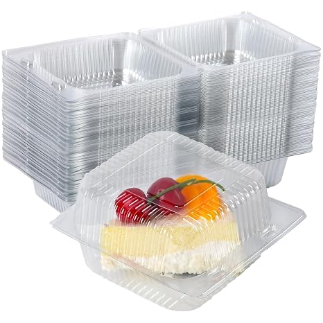 50 Pack 4 x 4 Inch Clamshell Takeout Tray,Clear Hinged Plastic Containers