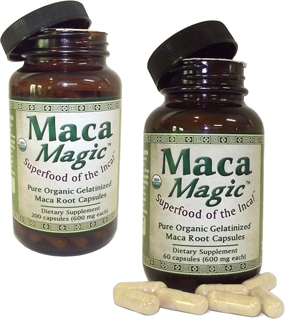 Maca Magic Made with Organic Gelatinized Full Spectrum Maca Powder in Veggie Capsules (60 ct)