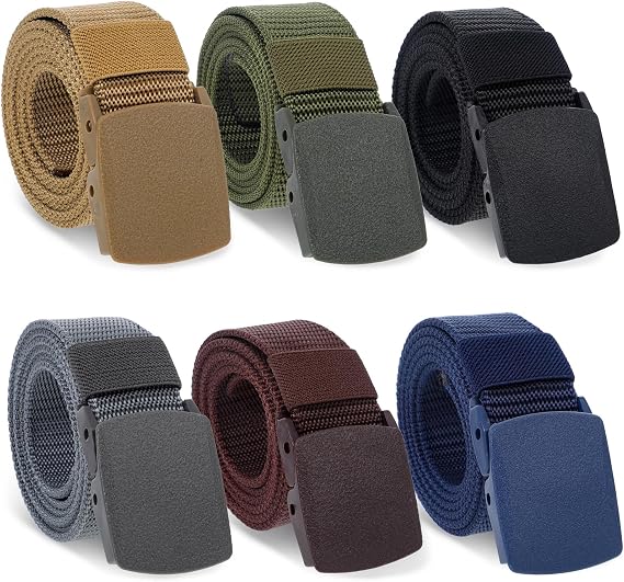 simarro Tactical 6-Pack Nylon Webbing Canvas Belt - Men & Women's Military, Outdoor, Hiking & Casual Belt
