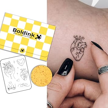 Semi-permanent Tattoos,Realistic Fake Tattoos,Last 7-15 Days,Waterproof Non-reflective Temporary Tattoo Stickers,Cruelty-free,Uniquely Designed Exquisite Packaging(Heart and Love)