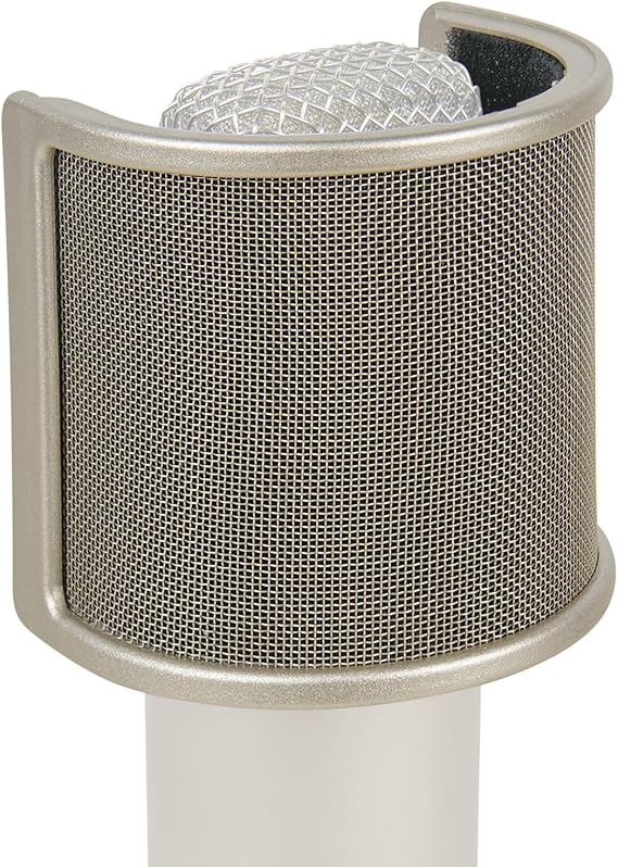 Geekria for Creators Mic Metal Pop Filter, Windscreen Cover with Metal Mesh and Foam Filter, Antipop Mask Compatible with Audio-Technica AT2020, FIFINE K669B, Rode NT-USB (Size S/Nickel)