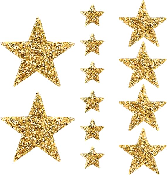 12Pcs Star Iron on Patches,Star Patches,Iron on Stars,Gold Iron on Patches,Star Rhinestones,Star Patches Iron on,Iron on Star Patches,Star Patches for Clothes,Rhinestone Applique,Sequin Star Patches