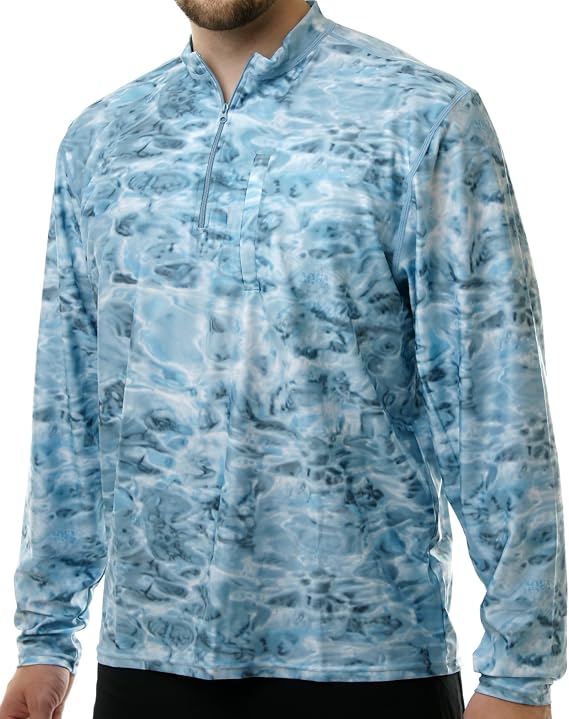 Aqua Design Zip Rash Guard Men: Long Sleeve Mens UPF 50+ UV Protection Shirt
