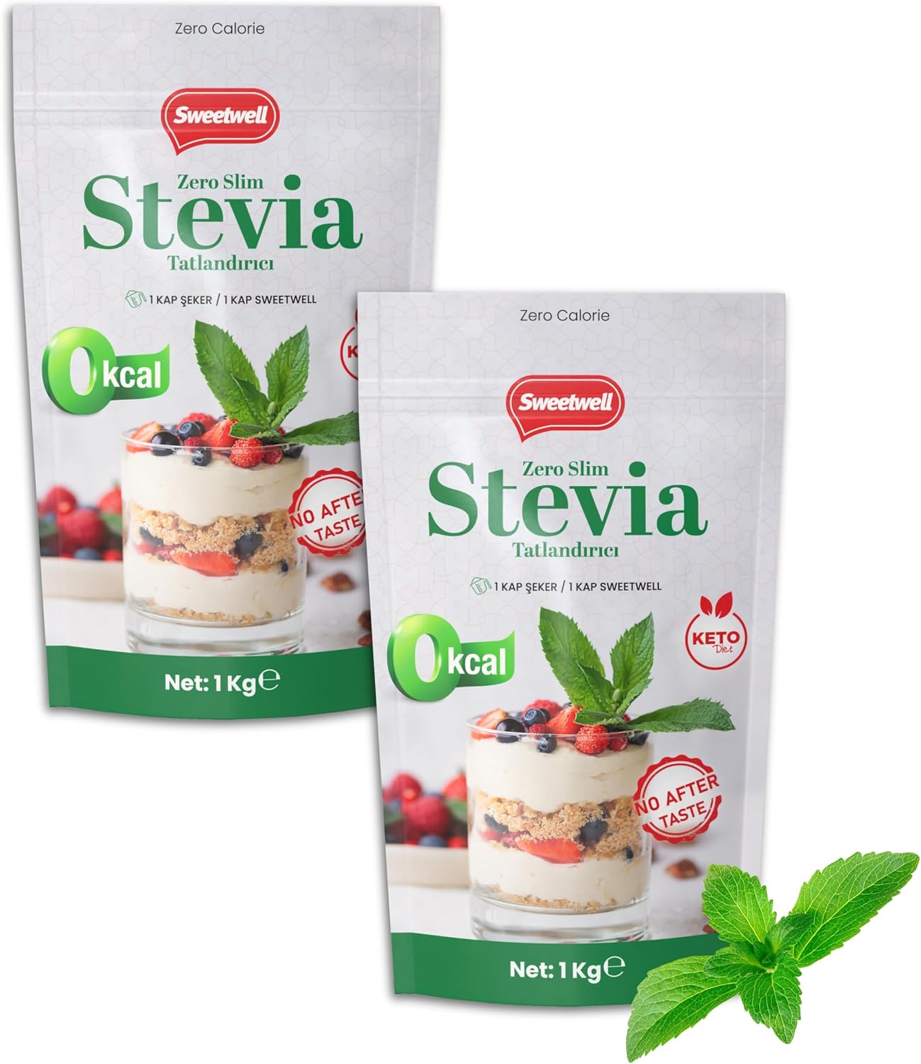 Sweetwell Zero Slim Stevia & Erythritol Sweetener 1 Kg x 2 Sugar Free, 0 Calories, Keto and Vegan Compatible