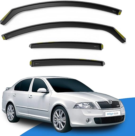 EdgeVisors Wind Deflectors for Skoda Octavia MK2 5 Door Hatchback (2004-2013) 4pc Set | In-Channel Rain Guards & Accessories
