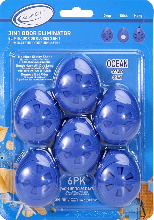 Air Jungles Shoe Deodorizer Balls 6 Ct, Ocean Scent