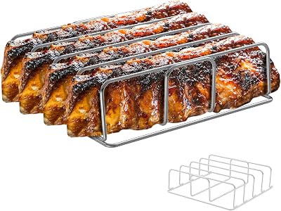 Stainless Steel 304 Rib Rack for Smoking and Grilling,Univeriasl Grill Stand for Ninja OG850 OG951 Woodfire Pro XL Outdoor Grill and Smoker Accessories,Fits Most Gas Smoker or Charcoal Grill