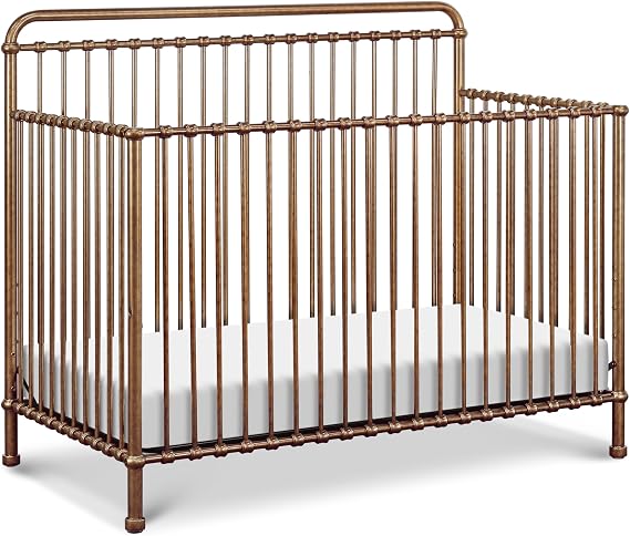 NAMESAKE Winston 4-in-1 Convertible Crib w/Wheels Vintage Gold Bedside