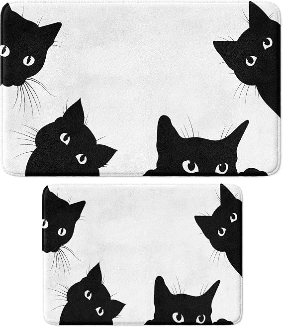 Cute Design Microfiber Set of 2 Bath Mat, Anti-Slip Base, Machine Washable (40x60_50x80)