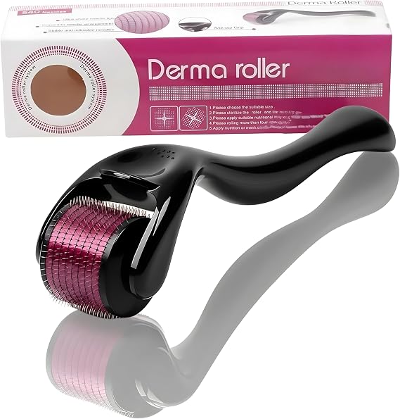 Derma skin Roller, Micro-needling Roller, Titanium 540 Needles,Facial Skin Roller Cellulite Hair Growth, Skin Anti Ageing Scar,use for women face massage, Neck Wrinkle Stretch (Needle Size 1.0mm)