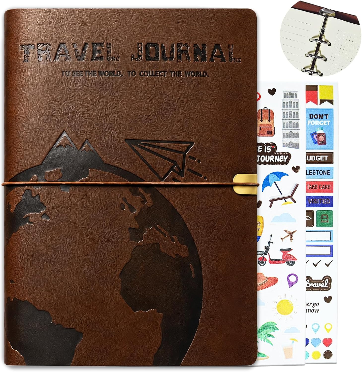 GoShambar Travel Journal for Women Men, Leather Travel Scrapbook Notebook & Adventure Book Travel Planner Memory Diary, Travel Gifts (Green)