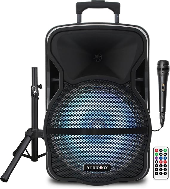 ABX-12S 12-Inch Portable Bluetooth PA Speaker with Stand and Microphone