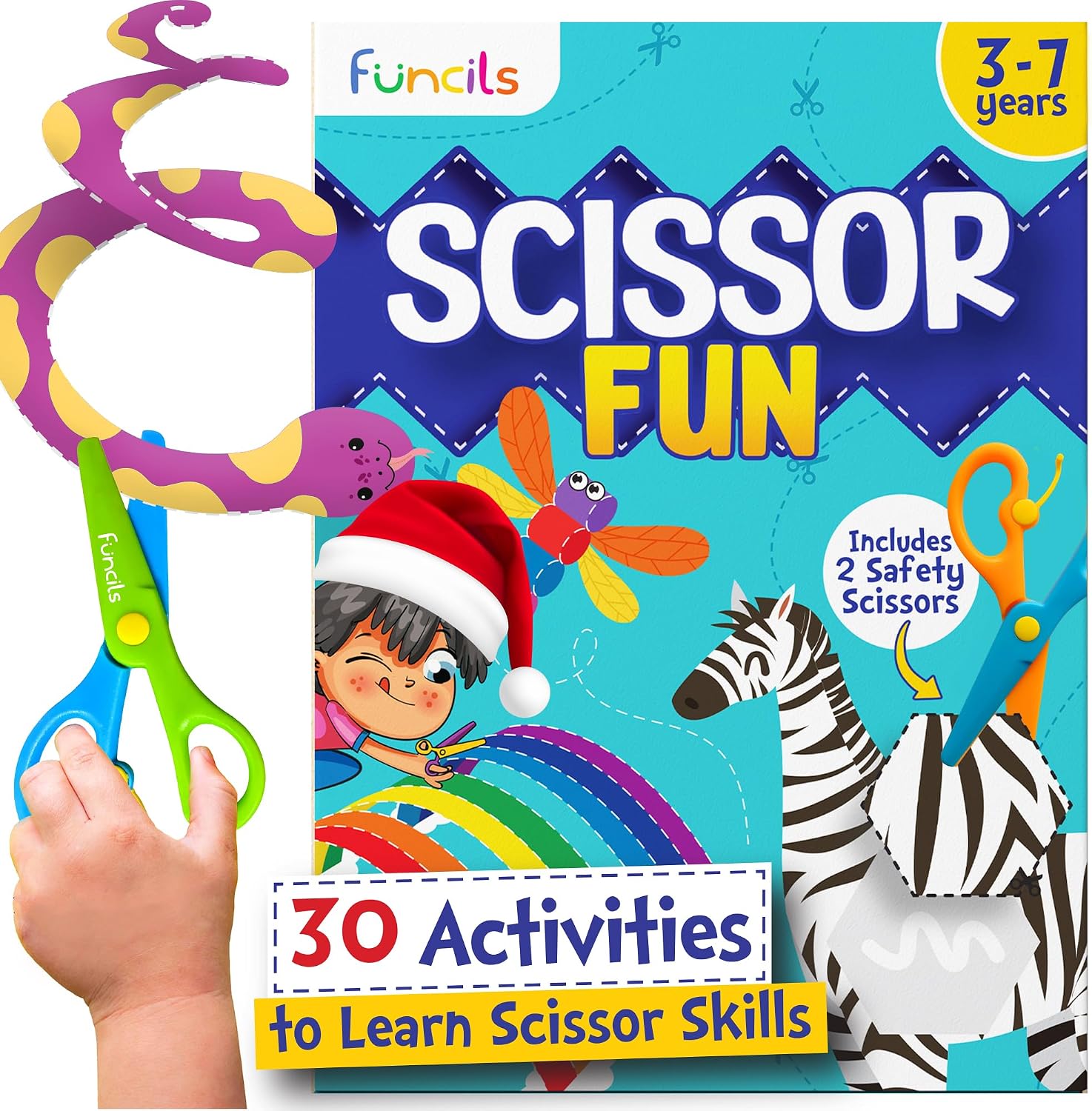 Toddler Scissor Skills - Art Supplies & Crafts Kit for Kids, Safety Scissors, Fine Motor Toys, Montessori Gifts for Boys & Girls Ages 3, 4, 5, 6, 7 Year Old, Preschool Learning Activity Books