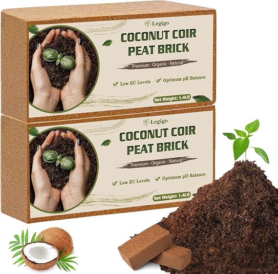 Legigo 2 Pack Coco Coir Bricks for Plants- 100% Organic Coconut Coir Soil