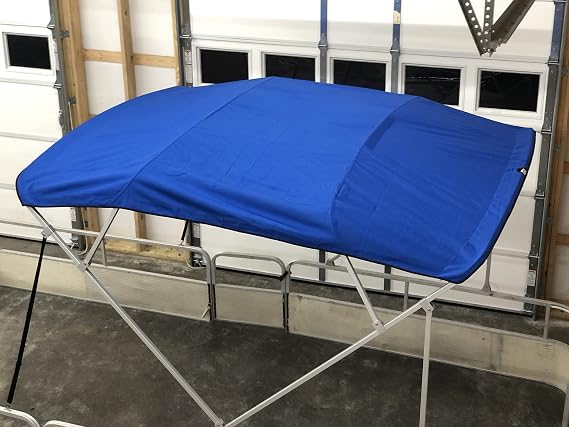 Replacement Bimini Top Canvas with Boot, Royal Blue 9' Long x 8.5' Wide, 16oz, 4 Bow, Fits 97-103" Wide, Zippered Sleeves, Matching Storage Boot