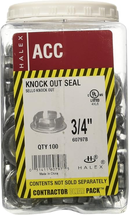 Halex 60797B Knock Out Seals Accessory Steel (100 Piece), 3/4"
