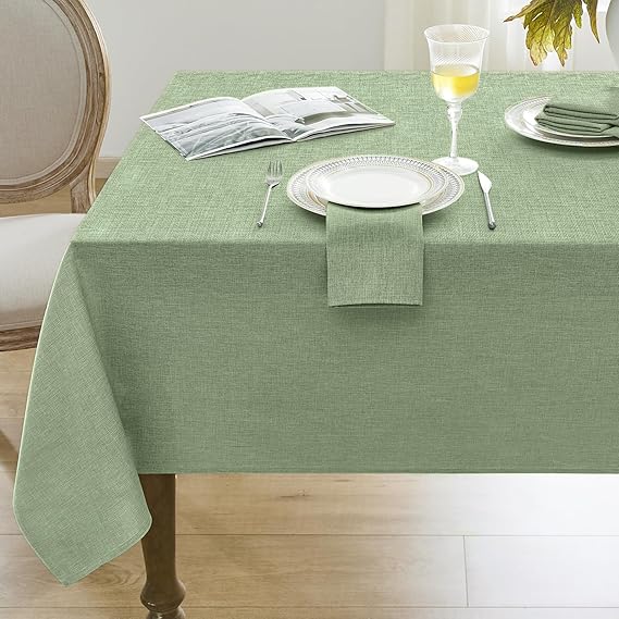 Softalker Sage Green Table Cloth Rectangular 140x200cm Faux Linen Tablecloths Water Resistant Dining Table Cover Washable for Summer Outdoor Party Birthday Coffee Tabletop Decoration,78x55 inch