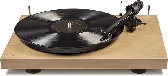 Crosley C10A-NA Hardwood Turntable with Low Vibration Synchronous Motor, Natural | Low Vibration Synchronous Motor