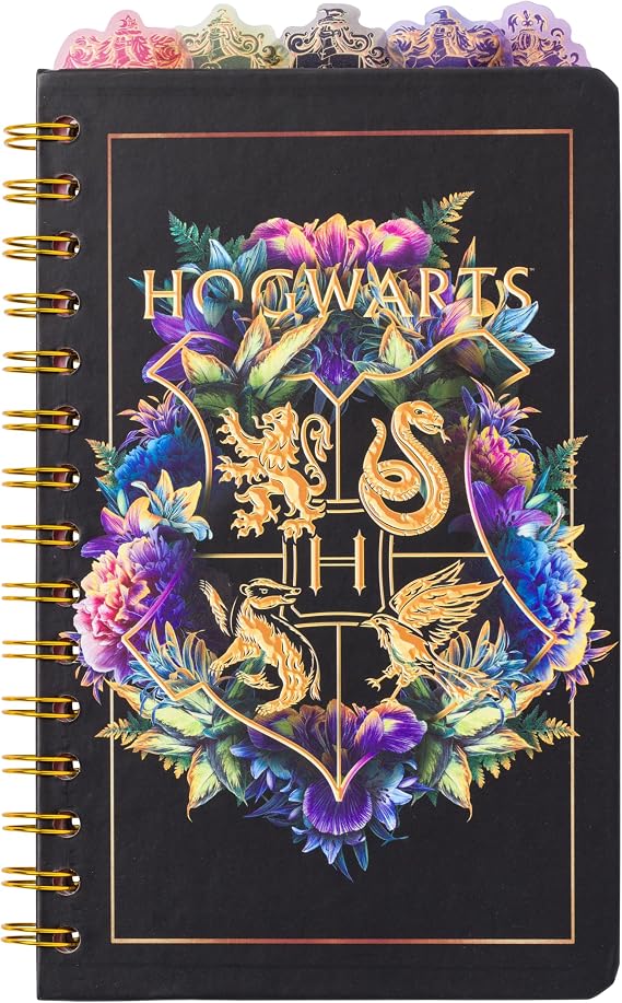 Silver Buffalo Harry Potter Spiral Tabbed Notebook Featuring the Hogwarts Crest, 8" x 5"