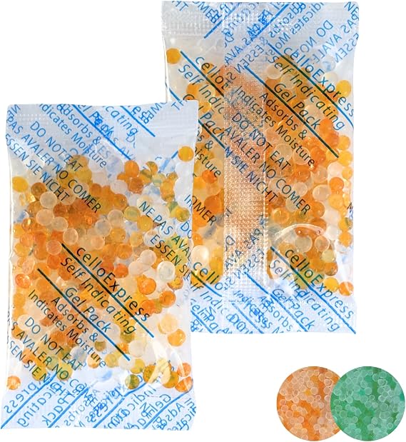 celloexpress SELF INDICATING 5g - Pack of 20 - Total Gel Weight 100g - ORANGE Silica Pouch Sachets (SI 5g, 20)