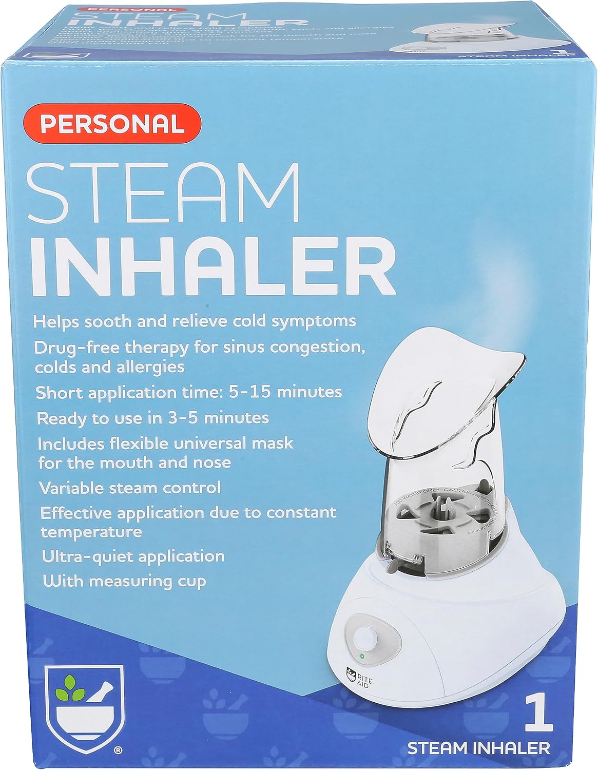 Rite Aid Steam Inhaler for Relief from Allergies, Sinus Congestion, and Colds for Personal Use