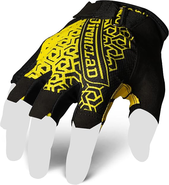 Ironclad Gaming Gloves, Half Finger Coverage, Precision Fit, Performance Silicone Grip, Moisture Wicking Construction, 1 Pair