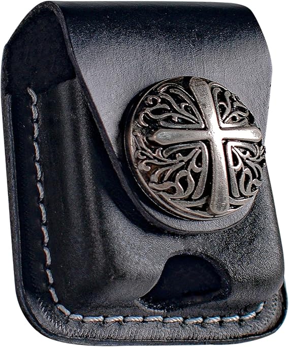Handmade Fliptop Leather Lighter Pouch Holder Case with Pocket Belt Loop