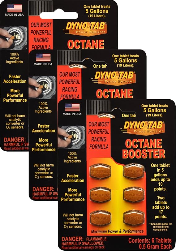 Octane Booster 6-Tab Card, 3-Pack, Each Pack Adds Up to 17 Points, Lab Tested, Fast-Dissolving, 100% Active Ingredients - NO Solvents, Treats 16 gal/60 Liters, 45456-3pk