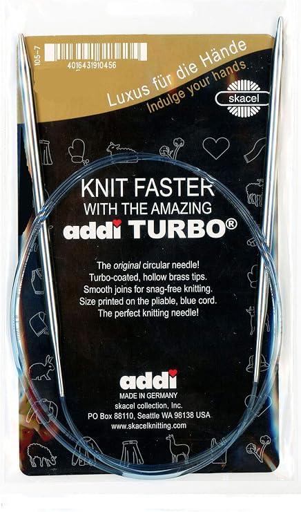 addi Knitting Needle Turbo Circular Skacel Blue Cord 16 inch (40cm) Size US 15 (10.0mm)