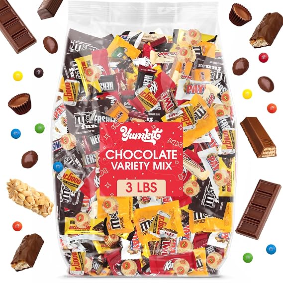 Chocolate Variety Pack, 3 LB Bulk Bag, Individually Wrapped | Assorted large chocolates, individually wrapped, perfect for pinatas, party favors and Easter basket stuffers