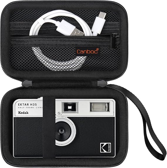 Canboc Carrying Case for Kodak EKTAR H35/ H35N/ EC35/ Snapic A1 Film Camera | For RETO PANO/ RETO Ultra Wide and Slim Film Camera Bag, Mesh Pocket fits Batteries, USB Cable, Black (Case Only)