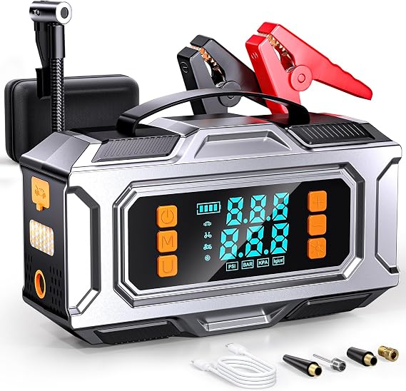 8000A Jump Starter with Air Compressor, 180PSI Auto-Shutoff Tire Inflator