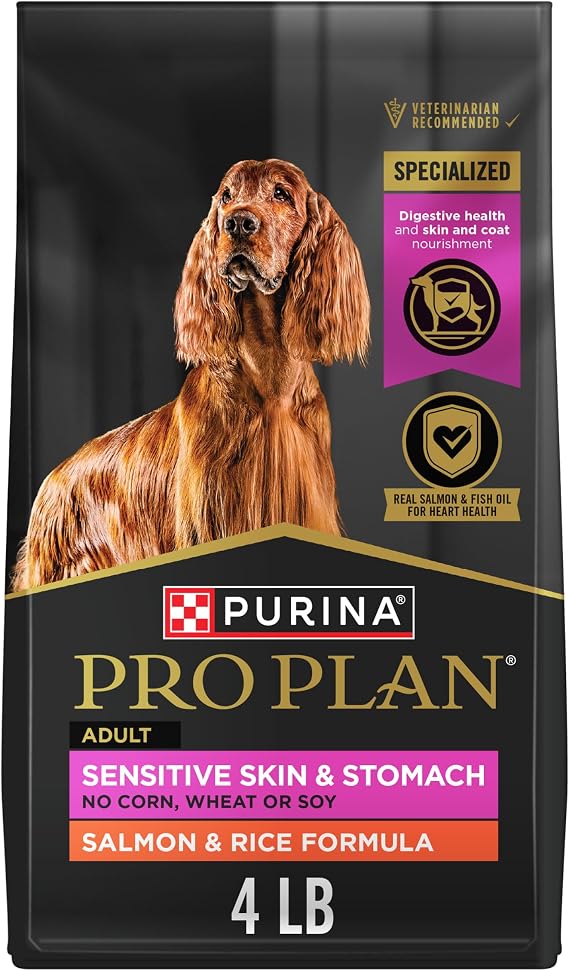 Purina Pro Plan Sensitive Skin & Stomach Dry Dog Food, Salmon, 4 lb Bag