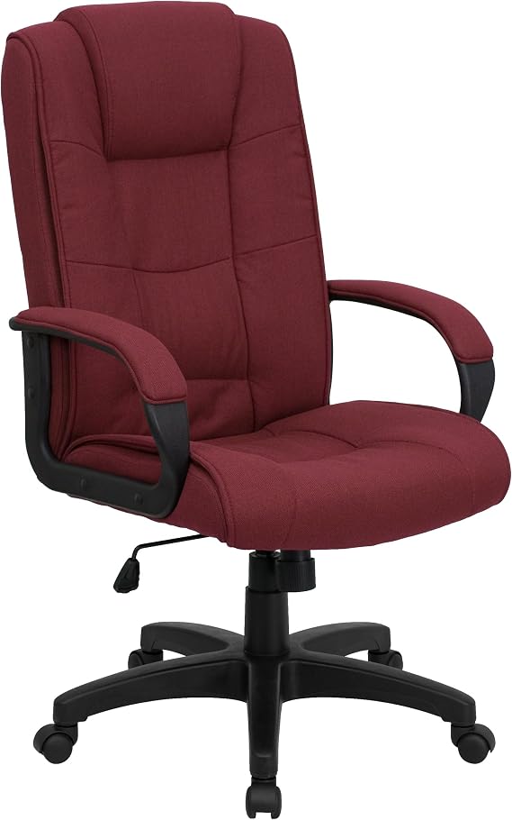Flash Furniture Jessica High Back Burgundy Fabric Executive Swivel Office Chair with Arms
