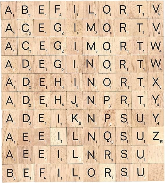 100 Pcs Wood Scrabble Tiles Scrabble Letters 1 Complete Sets of Wood Tiles - Clever and Delights Perfect for Crafts, Letter Tiles, Spelling