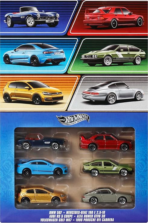Hot Wheels 1:64 ölçekli metal oyuncak arabalar, özel süslemelere sahip 6'lı Avrupa aracı seti (Stiller çeşitlilik gösterebilir), JBY79