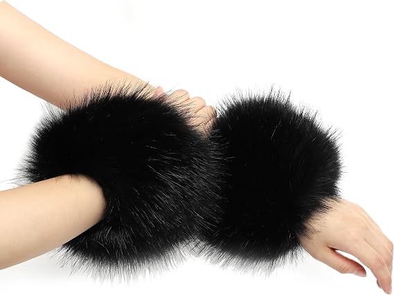 sy soul young Women's Faux Fur Wrist Cuffs Fox Fluffy Wrist Warmers