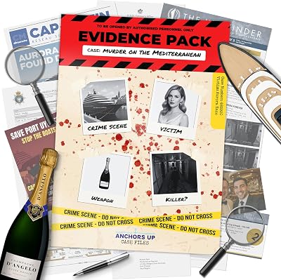 Murder Mystery Game Cold Case Detective & Crime Investigation Kit Solve a Celebrity Murder on a Luxury Cruise Ship Immersive Evidence Pack with Online Clues Game Night & Gift by AnchorsUp