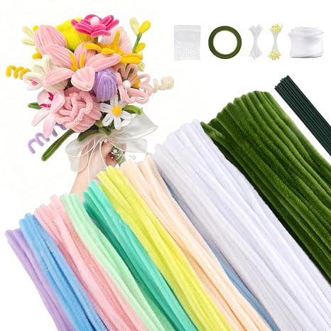 400 Pcs Pipe Cleaners for Craft Flowers, 30cm DIY Crafts Kit