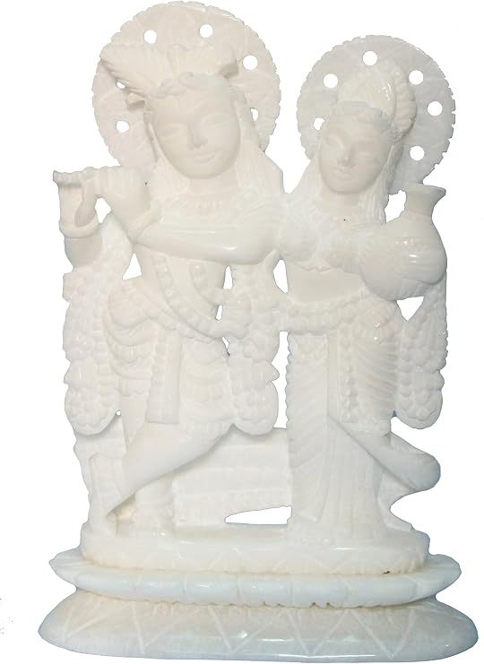 StonKraft 7 Handcrafted Indian Marble Radha Krishna Idol Statue Murti
