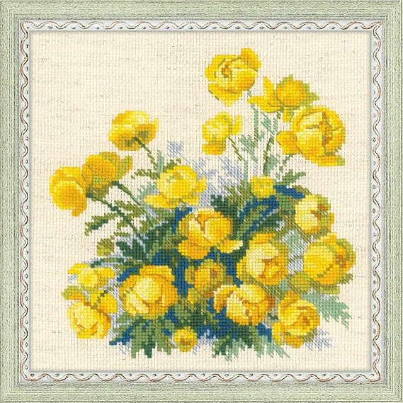 RIOLIS 1515 Globe Flower Counted Cross Stitch Kit 7.75 x 7.75 in
