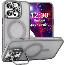 Ehr. iPhone 14 Pro Max ile Uyumlu Magsafe Wireless Şarj Özellikli Kamera Standlı Lüks Mat Silikon Kılıf [Lens Koruyucu Hediyeli] (Gri, iPhone 14 Pro Max)