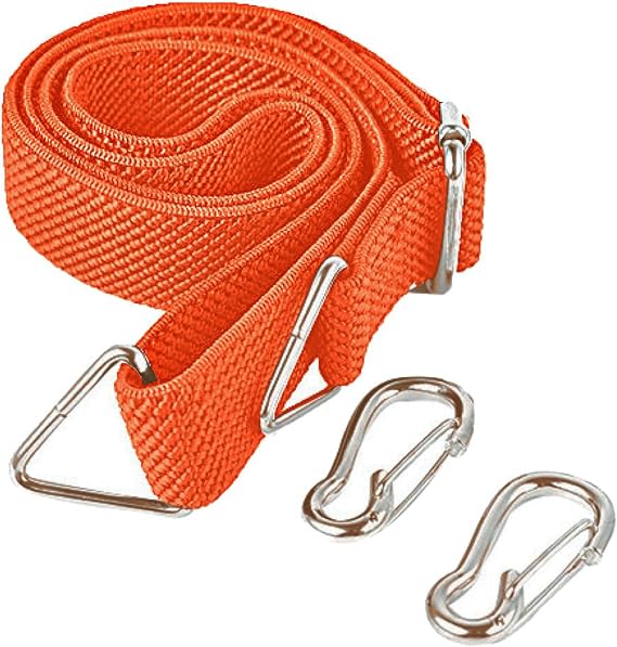 Marcobrothers Flat Bungee Cord with Hooks Adjustable Fits Size (Orange, ADJ 48inches)