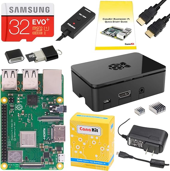 CanaKit Raspberry Pi 3 B+ (B Plus) Starter Kit (32 GB EVO+ Edition, Premium Black Case)