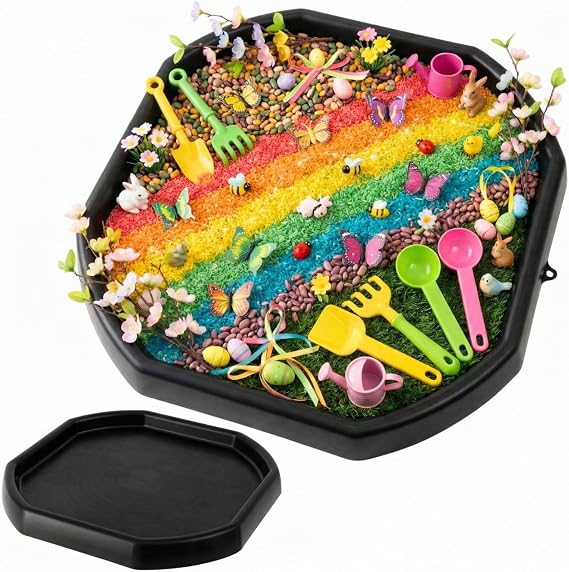 Gemscream 28 Inch Sensory Tray with Lid, Tuff Play Table for Kids