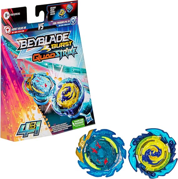Beyblade Burst QuadStrike Comet Helios H8 and Tidal Pandora Epic P8 Spinning Top Twin Pack, Battle Spinning Top Toy