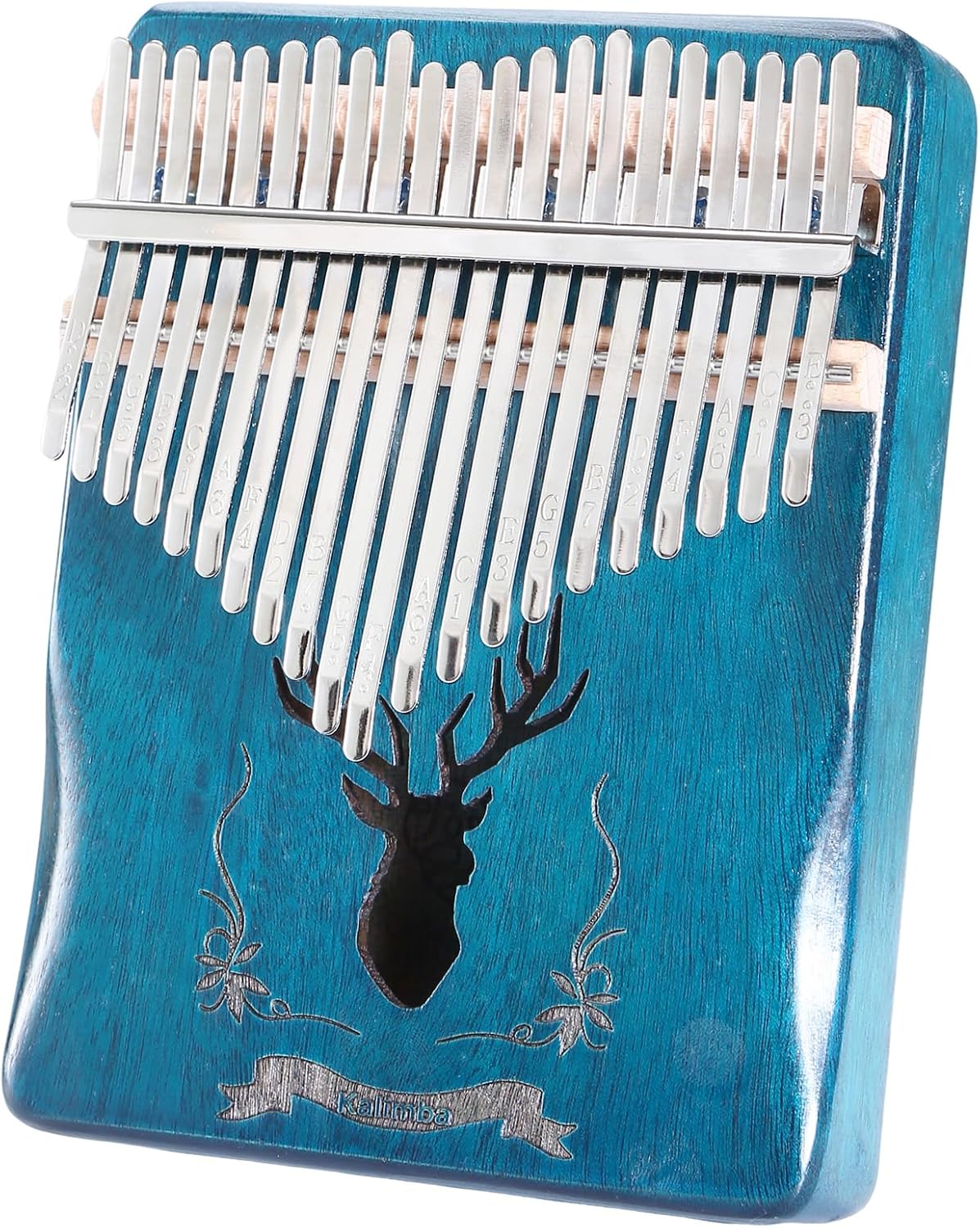Kalimba Thumb Piano 21Keys Kit Professional Tuned Calimba Portable 17Keys Finger Piano Kit Birthday Festival Gifts For Kids Adults Music Lovers Beginner Reindeer Lake Blue Color, 21 Keys